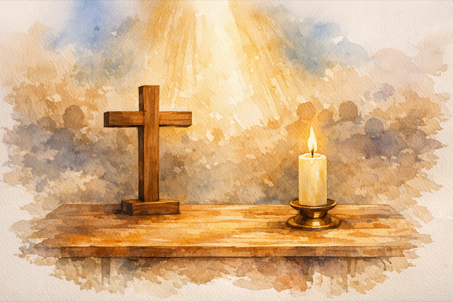 Gottesdienst mit Bibel und Kerzen